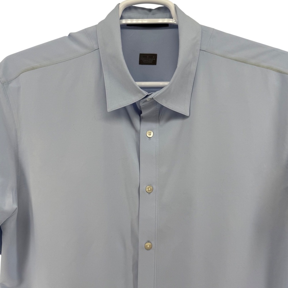 Tiger Woods Nike Golf Mens Large Blue Short Sleeve Button Down Shirt RN56323